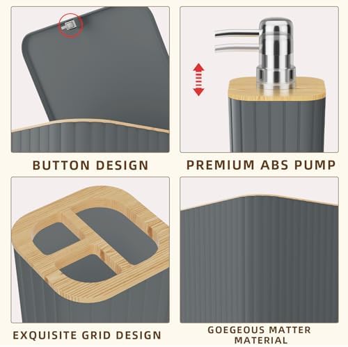 XLHOMO Bathroom Accessories Set - 10PC Elegant Grey Bathroom Set - Image 6
