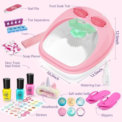 Kids Foot Spa Kit for Girls Ages 6-12, Nail Art Set, Birthday Gift - Image 6