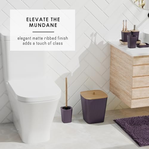 Clara Clark Bathroom Set - Purple Bathroom Accessories Set, 6PC Bathroom Accessory Set, Bathroom Sets with Bathroom Rugs, Toilet Brush, Trash Can & Soap Dispenser - Image 7