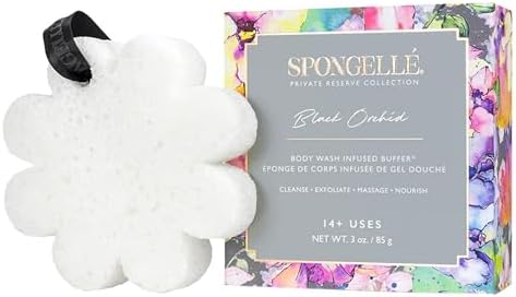 Spongellé Black Orchid Wild Flower Bath Sponge with Box for Mothers Day Gift | Built-in Body Wash & Body Scrubber, Shower Loofah Sponge for Women | 14+ uses by Spongell%C3%A9
