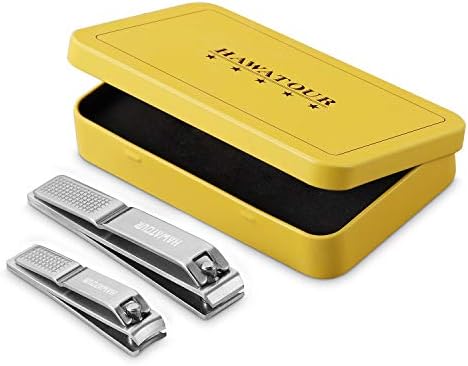 HAWATOUR Nail Clippers Set with Visibly Tin Case, Silver - Image 2
