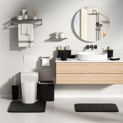 XLHOMO Bathroom Set - 25PC Black Bathroom Set with Shower Curtain and Rugs - Image 5