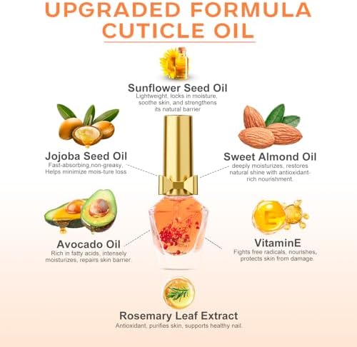 JIASHENG Cuticle Oil, Cuticle Nail Oil Infused with Real Flowers, Rose 12ml - Image 3