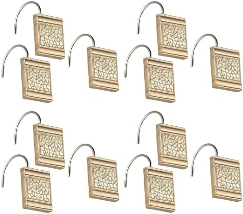 Zahari Home 13pc Sinatra Bathroom Shower Curtain Set - Gold Curtain & 12 Champagne Hooks - Luxury Fabric Bling Unique Beautiful Set - Image 5