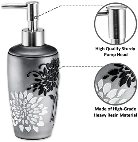 Zahari Home 4pc Erica Bathroom Accessories Sets Modern Classic Soap Dispenser, Tumbler, Tooth Brush Holder and Soap Dish Holder Unique Design Grey Bathroom Set - Image 2