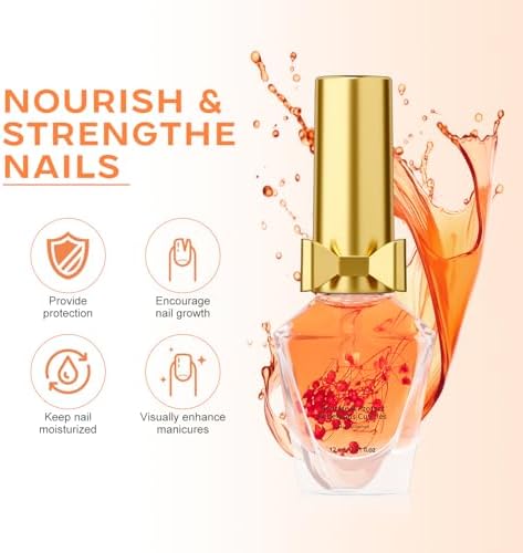JIASHENG Cuticle Oil, Cuticle Nail Oil Infused with Real Flowers, Rose 12ml - Image 4