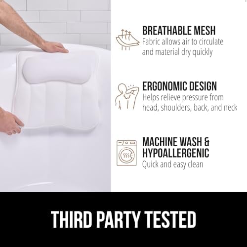 GORILLA GRIP Bath Pillow for Tub, 6 Strong Suction Cups, 4D Mesh, White - Image 6