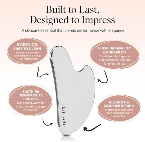 Kitsch Stainless Steel Guasha Tool for Face - Silver - Image 5