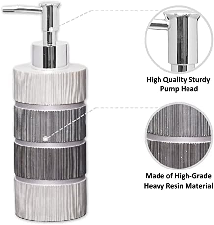 Zahari Home 4pc Modern Line Modern Bathroom Accessories Set Modern Soap Dispenser, Tumbler, Tooth Brush Holder and Dish Soap Holder Luxury Contemporary Grey Decor Unique Design Luxury Bath Set - Image 2