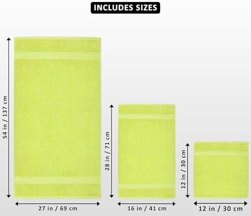 Utopia Towels 8 Piece Luxury Towel Set – Majestic Plush, Super Absorbent & Quicker-to-Dry, Thick 100% Ring Spun Cotton Towels for Bathroom, Spa & Hotel – 2 Bath, 2 Hand, 4 Washcloths, Neon Green - Image 2