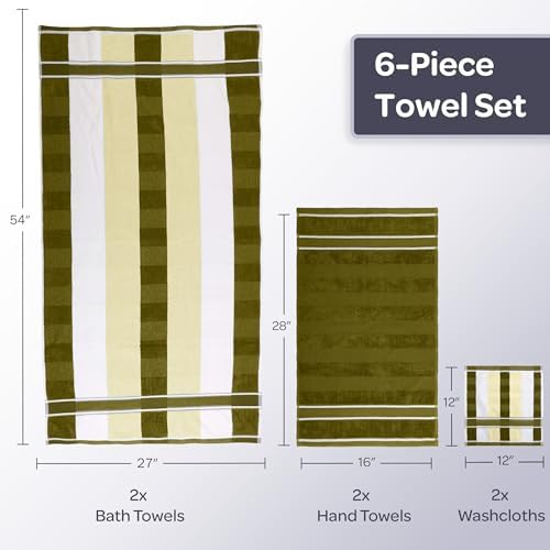 Lavish Home Bathroom Towels Set, Bathroom Accessories, Green, Set of 6 - Image 6