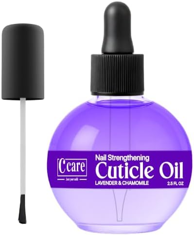 C CARE Cuticle Oil For Nails - Lavender and chamomile Nail Oil - Moisturizes and Strengthens Nails and Cuticles - Dropper & Brush included - Large 2.5 oz bottle by CCARE