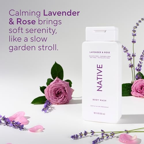Native Clean Body Wash, Gentle & pH-balanced for Sensitive Skin, 24-Hr Freshness for Women & Men, Vegan & Cruelty-Free, Free of Sulfates, Parabens & Phthalates, Lavender & Rose, 18 fl oz - Image 6