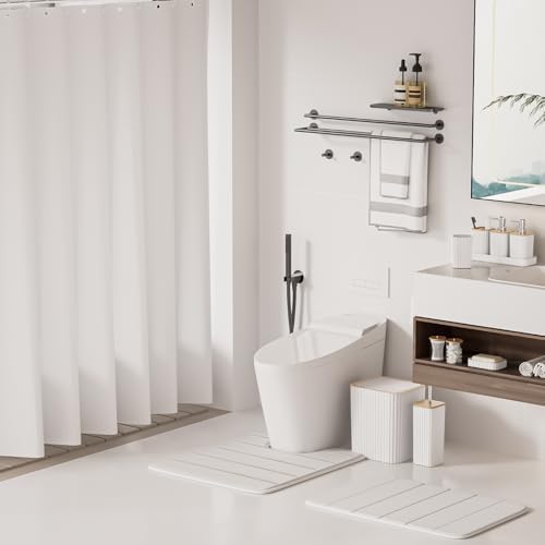 XLHOMO Bathroom Set - 25PC White Bathroom Set with Shower Curtain and Rugs - Image 2