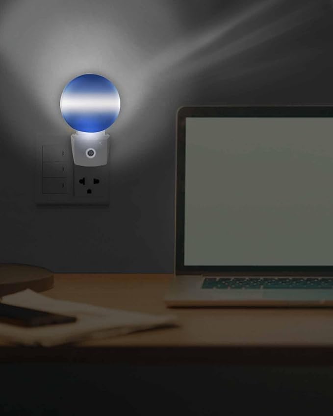 Night Lights Auto Sensor Navy Blue Ombre Night Light Solid Color Round Lamp Plug-in LED Nightlights Dusk to Dawn for Living Room Bedroom Bathroom Hallway Wall Decor