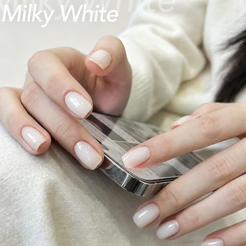 Modelones Nail Strengthener and Growth, Milky White Nude Orange Nail Polish - Image 6