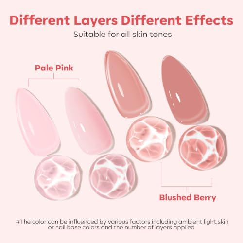 modelones Nail Strengthener and Growth, 2PCS Pink Berry Brown Nail Polish - Image 2