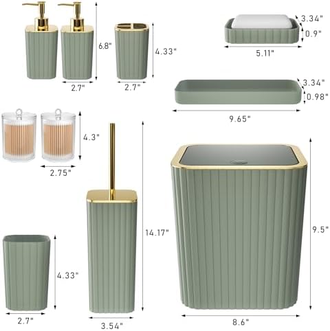 XLHOMO Bathroom Accessories Set - Gorgeous Sage Green Bathroom Set - Image 3