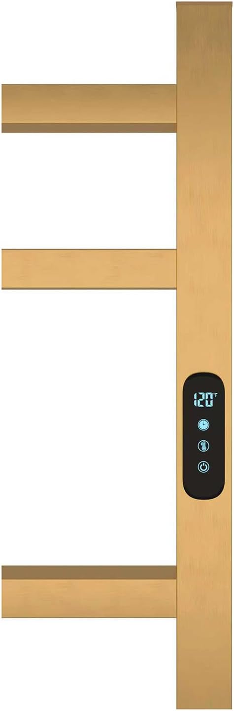 7 Bars Luxury Towel Warmers Wall Mounted Heated Towel Rack, Towel Warmer Rack for Bathroom with Timer & Temperature Multi-Level Adjustable, Hardwired and Plug-in Compatible (Brushed Gold)