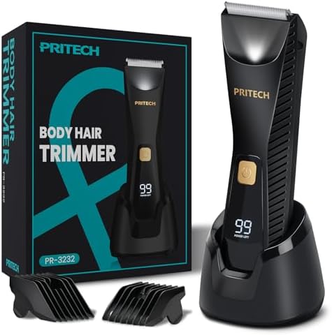 PRITECH Manscape Body Hair Trimmer - Waterproof Pubic Hair Ball Trimmer, Ceramic Blade Shavers Electric Razors for Men with USB-C Charging, Wet/Dry Use, Nick-Free Mens Grooming Kits, Gifts for Men by PRITECH
