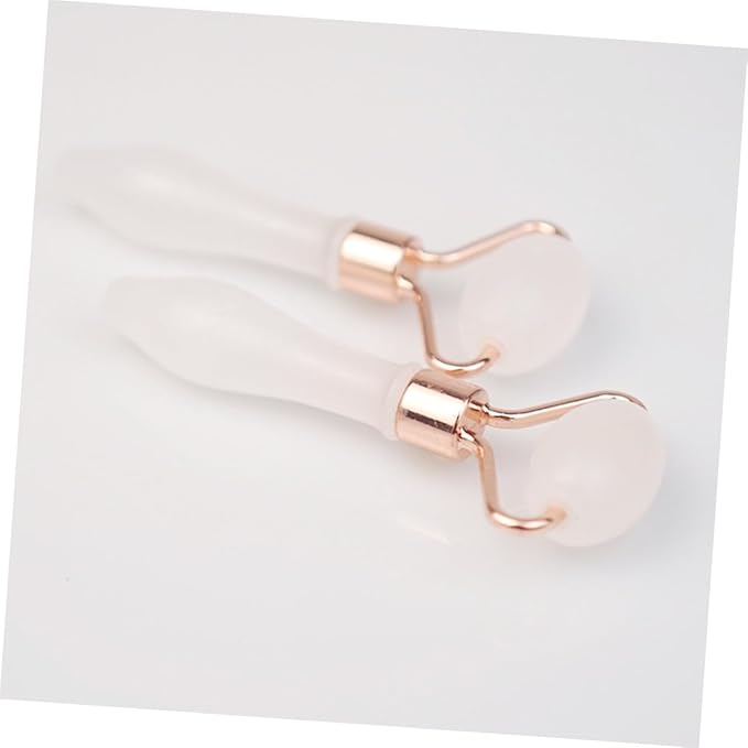 Jade Face Massage Roller Single Head Skin Care Tool for Women Portable Beauty Roller for Eye Puffiness and Wrinkles Natural Rose Quartz Design