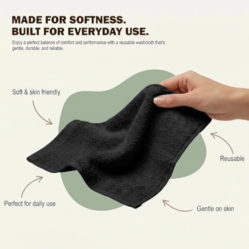 Utopia Towels 12 Pack Washcloths, 12x12 in, 100% Cotton, Black - Image 4