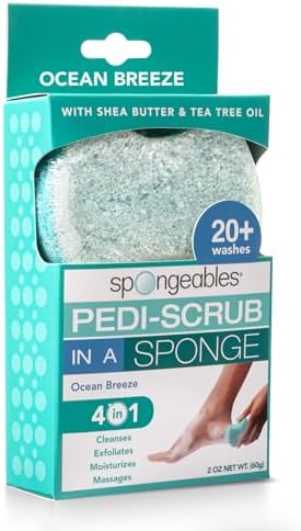 Spongables Pedi Scrub Foot Exfoliating 20+ Wash Sponge, Ocean Breeze, 1 Count by Spongeables