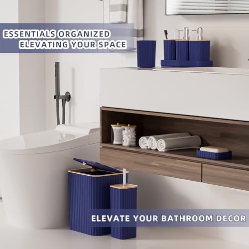 XLHOMO Bathroom Accessories Set - 10PC Elegant Blue Bathroom Set - Image 6