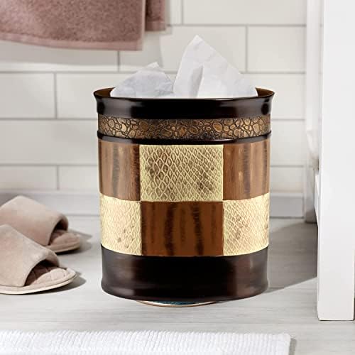 Zahari Home 2pc Zambia Animal Print Bath Accessories Set Waste Basket & Tissue Box Modern Classic Contemporary Decorative Beautiful Designs Bathroom Decor Set for Home Luxury Bath Set - Image 2