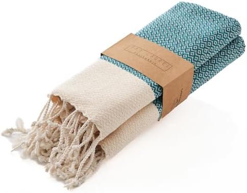 BAY LAUREL Turkish Hand Towel – Pack of 2 | Soft & Absorbent Decorative Towels for Bathroom, Hand, Face, Hair, Gym, Yoga, SPA, Kitchen & Tea | Boho Decor (Petrol, Diamond 16x40 Inches (Set of 2) by BayLaurel