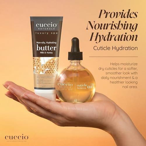 Cuccio Naturale Luxury Spa Hydration Essentials Set - Provides Nourishing Hydration - Soothes And Softens The Skin - Delivers A Relaxing Feeling - Milk And Honey - 2 Pc Body Butter And Cuticle Oil - Image 2