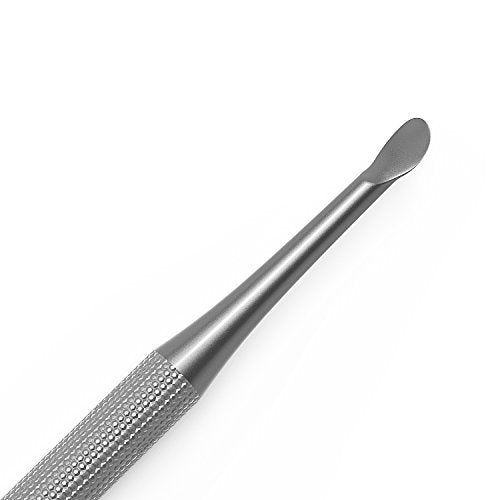 Stainless Steel Nail Cuticle Pusher with Spoon Nail Cleaner - Professional Dual Sided Fingernail Cleaner for Under Nails - Saloon Quality Dual Ended Manicure & Pedicure Tool for Cuticle Care & Nails