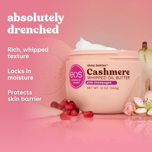 eos Cashmere Whipped Oil Body Butter, Pink Champagne, 72 Hour Weightless Moisture For Dry Skin, Rich Formula and Deep Hydration, Body Care, 12 oz (Pack of 2) - Image 3