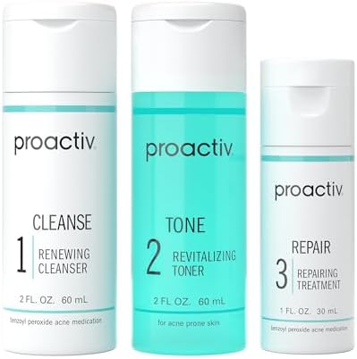 Proactiv 3 Step Acne Treatment - Benzoyl Peroxide Face Wash, Repairing Acne Spot Treatment for Face and Body, Exfoliating Toner - 30 Day Complete Acne Skin Care Kit by Proactiv
