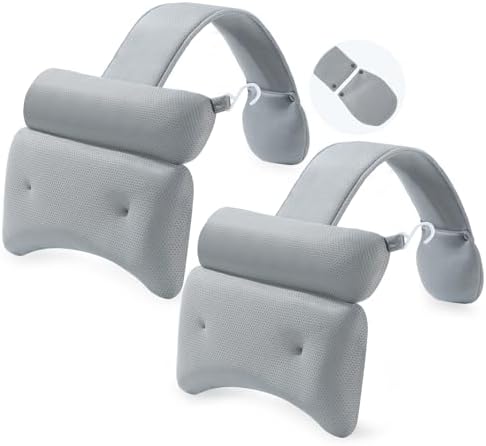 2-Pack Dual-Section Pillows (Grey) for Hot Tub, Spa, Bathtub & Pool by Unknown