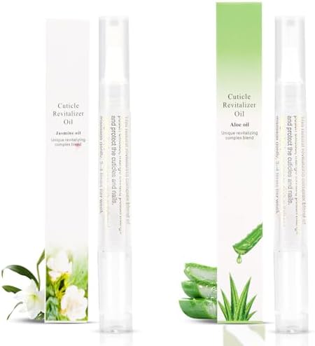 Meschett 2PCS Cuticle Oil Pens for Nail Care, Moisturizing Nail Oil Pen with Soft Brush, Hydrating Cuticle Oil for Dry Nails & Cuticles (Aloe & Jasmine Flavor) by MESCHETT