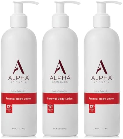 Alpha Skin Care Revitalizing Body Lotion, 12% Glycolic AHA, 12 Oz, 3 Pack by AlphaSkin