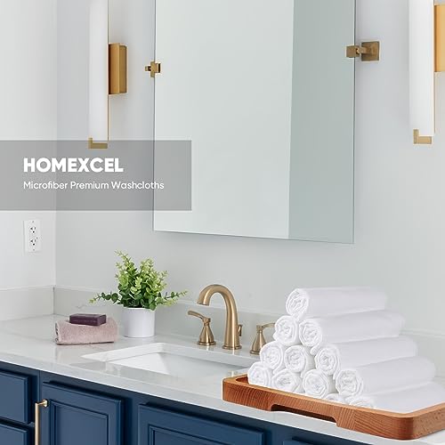 HOMEXCEL Microfiber Washcloths 12 Pack, Highly Absorbent and Soft Face Towel, Multi-Purpose White Wash Cloths for Bathroom, Hotel, Spa, Gym, and Kitchen, 12x12 Inch - Image 7
