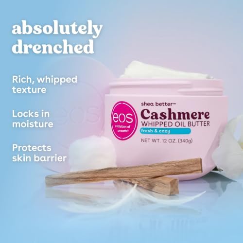 eos Cashmere Whipped Oil Body Butter, Fresh & Cozy, 72 Hour Weightless Moisture For Dry Skin, Rich Formula and Deep Hydration, Body Care, 12 oz - Image 3