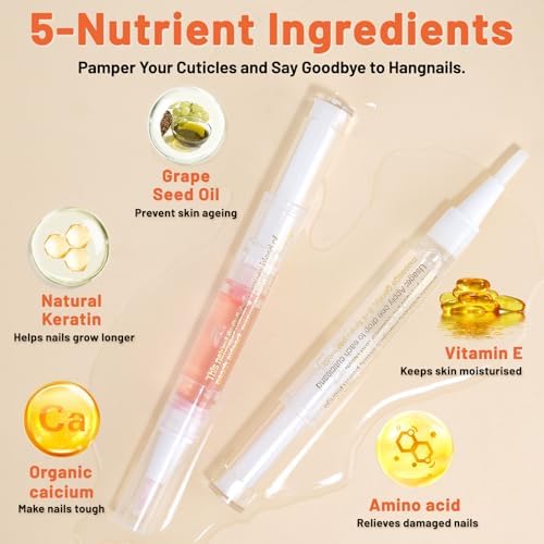 Meschett 2PCS Cuticle Oil Pens for Nail Care,Cuticle Revitalizer Oil Pen with Soft Brush,Cuticle Oil to Prevent Nail Cracking and Dry (Lily & Rose Flavor) - Image 3