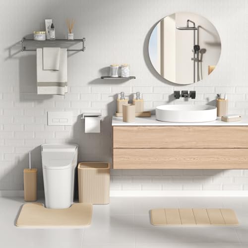 XLHOMO Bathroom Set- 25PC Beige Bathroom Set with Shower Curtain and Rugs - Image 5