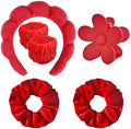 Spa Headband Set Washing and makeup sponge hair hoop suit bath towel cloth for cleaning the face or bath beam. (Red, Average code) by Pezlun