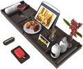 Bathtub Caddy Tray for Luxury Bath - Bamboo Waterproof Expandable Bath Table Over Tub with Wine and Book Holder and Free Soap Dish (Brown) by Bamfan