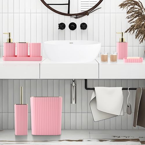 XLHOMO Bathroom Accessories Set - 10PC Gorgeous Pink Bathroom Set - Image 2