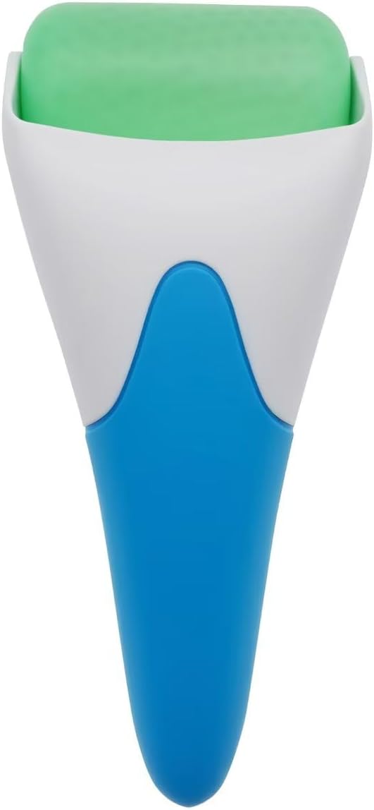 Chikoni 3 in 1 Ficial Face Ice Jade Roller and Gua Sha Tool, 100% Natural Real Jade Anti-Wrinkle Face Eye Neck Massager Tool, Reduce Wrinkles, Puffiness, Migraine, Redness, Pain and Injury (Blue)