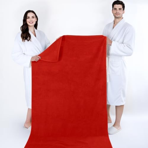 Cotton Paradise 100% Cotton Turkish Towel Set, Soft Absorbent Quick Dry, 2 Piece 35x70 Bath Sheet Set, Red - Image 5