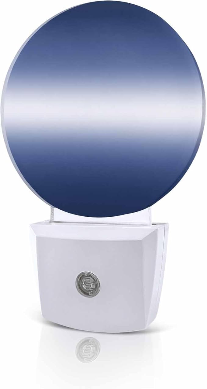 Night Lights Auto Sensor Navy Blue Ombre Night Light Solid Color Round Lamp Plug-in LED Nightlights Dusk to Dawn for Living Room Bedroom Bathroom Hallway Wall Decor