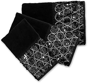 Zahari Home Sinatra Modern Bathroom Towel Set 3 Piece Towel Bath Towel, Hand Towel and Wash Towel Luxury Contemporary Decor Bling Black Bath Towel Sets Soft, Plush and Highly Absorbent - Image 5