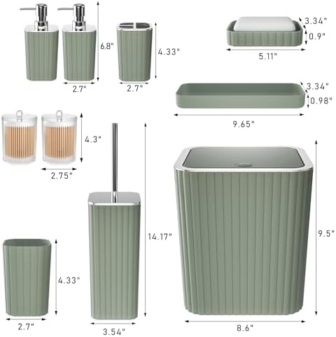 XLHOMO Bathroom Accessories Set - Gorgeous Sage Green Bathroom Set, 10PC - Image 3