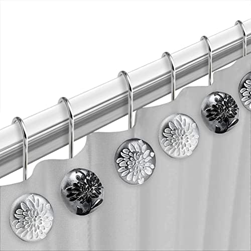 Zahari Home 13pc Erica Bathroom Fabric Shower Curtain Sets Bathroom Shower Curtain & 12 Shower Bathroom Hooks Modern Classic Luxury Contemporary Decor Grey Shower Curtain Stylish Bath Sets - Image 5